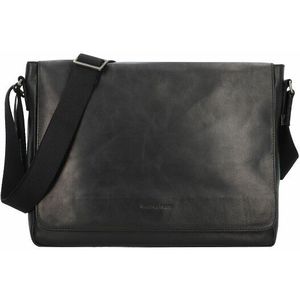 Greenburry Pure Black Boodschapper Leer 37 cm  zwart