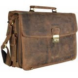 Greenburry Vintage aktetas Leer 40 cm Laptopcompartiment  bruin