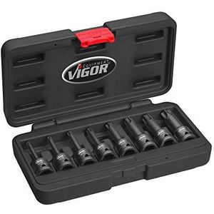 T Schlagschrauber Schraubendreher-Einsatz Satz ∙ V7017 ∙ 1/2 Zoll (12,5 mm) Vierkant hohl ∙ Innen torx® Profil ∙ 8-teilig ∙ T30 – T80 ∙ Anzahl