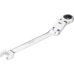 Vigor ratelring-steeksleutel (dubbel gewricht, fijnvertand ratelmechanisme aan de ringzijde) V6752-11, zilver