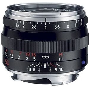 ZEISS Ikon C Sonnar T* ZM 1.5/50 standaard cameralens voor Leica M-Mount afstandsmeter, zwart