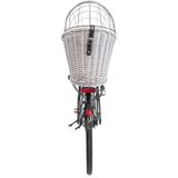 TRIXIE Fahrradkorb mit Gitter 35x49x55cm aus Weide weiß/grau