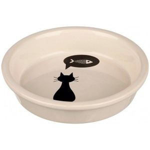 - 250 ml, Ø 13 cm - Trixie Voerbak Keramiek met Kattenmotief