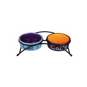 TRIXIE Voer/Waterbak-Set Eat on Feet Blauw, Oranje, Paars eetschaal 12cm