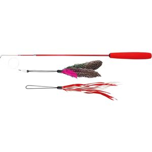 Trixie - Uitschuifbare Speelhengel - Zwart/Turkoois/Rood/Wit - EVA/Glasvezel/Polyester