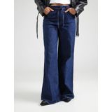 OUI - Bandplooi Jeans - Donkerblauw - Wide Leg - Mid Waist - Lang