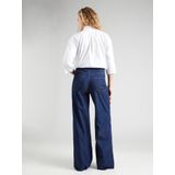 OUI - Bandplooi Jeans - Donkerblauw - Wide Leg - Mid Waist - Lang
