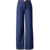 OUI - Bandplooi Jeans - Donkerblauw - Wide Leg - Mid Waist