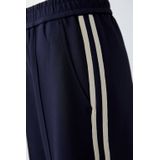 Oui - Contrast Gestreepte Jersey Broek - Blauw - Dames