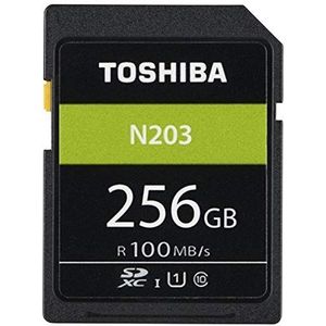 Toshiba Exceria SDXC-geheugenkaart N203, 256 GB, Klasse 10 / UHS U1 (256 GB, SDXC, U1, UHS-I), Geheugenkaart, Zwart