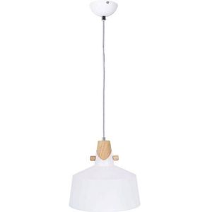 NOWA GmbH Hanglamp Melena, wit met houtdetail
