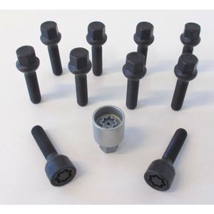 H&R Wielboutenset Bolkonisch R12 M12x1.50 - Lengte 47mm - Zwart - 10 Stuks  - Incwi