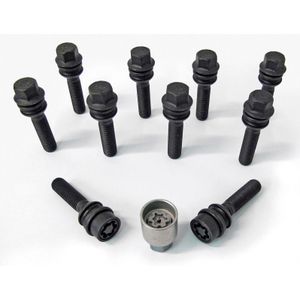 H&R Wielboutenset Bolkonisch Bewegende Ring R14 M14x1.50 - Lengte 59mm - Zwart - 10 Stuks (bv. P