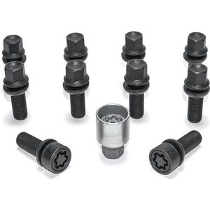H&R Wielboutenset - Bolconisch - Zwart - 10 Stuks - Inclusief Wielsloten Set