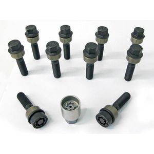 H&R Wielboutenset Bolkonisch Beweegbare Ring R14 M14x1.50 - Lengte 44mm - Zwart - 10 Stuks (bv.