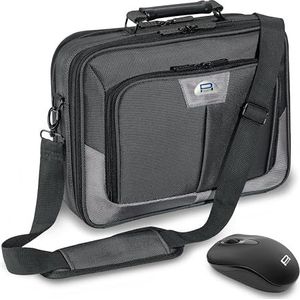 PEDEA Laptoptas ""Premium"" laptoptas voor maximaal 15,6 inch (39,9 cm) met schoudertas, met draadloze muis (grijs)