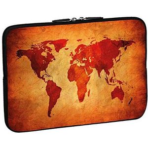 PEDEA Design beschermhoes notebook tas 10,1 inch / 13,3 inch / 15,6 inch / 17,3 inch 13,3 inch brown global map