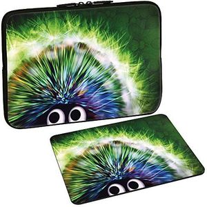 PEDEA Design beschermhoes notebook tas 10,1 inch / 13,3 inch / 15,6 inch / 17,3 inch 10,1 inch + Mauspad Green Hedgehog