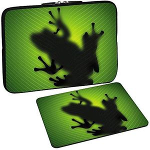 PEDEA Design beschermhoes notebook tas 10,1 inch / 13,3 inch / 15,6 inch / 17,3 inch 13,3 inch + Mauspad Green Frog