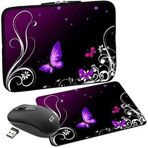 Pedea Design Tablet PC hoes 17,3 inch + Maus und Mauspad paarse vlinder