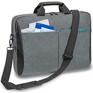 Pedea Lifestyle laptoptas met accessoirevak en schouderriem, grijs.