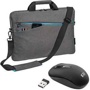PEDEA Laptoptas 'Fashion' met display tot 13,3 inch (33,8 cm) - schoudertas met schouderriem en muis draadloos - grijs