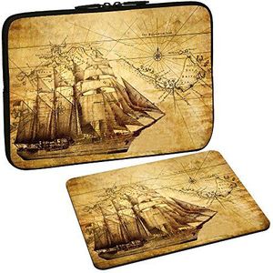 PEDEA Design beschermhoes notebook tas 10,1 inch / 13,3 inch / 15,6 inch / 17,3 inch 10,1 inch + Mauspad Sailing Ship