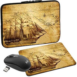 PEDEA Design beschermhoes notebook tas 10,1 inch / 13,3 inch / 15,6 inch / 17,3 inch 15,6 inch + Maus und Mauspad Sailing Ship