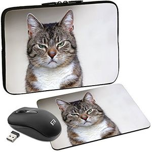 PEDEA Design beschermhoes notebook tas 10,1 inch / 13,3 inch / 15,6 inch / 17,3 inch 10,1 inch + Maus und Mauspad Cat