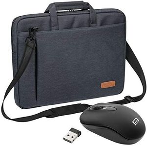 PEDEA Stijlvolle laptoptas voor laptops tot 15,6"" (39,6 cm) met schouderriem en draadloze muis, grijs