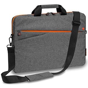 PEDEA - Laptoptas *Fashion* laptoptas tot 15,6 inch - schoudertas voor laptop met schouderriem - laptoptas grijs/oranje - tas voor dames en heren
