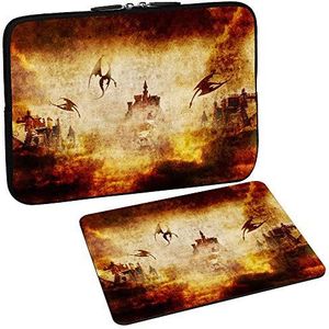 PEDEA Design beschermhoes notebook tas tot 15,6 inch (39,6 cm) met design muismat, Dragon's Castle