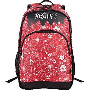 PEDEA Unisex rugzak ""Bestlife JUST"" schooltas vrijetijdstas met laptopvak tot 15,6 inch (39,6 cm), rood/wit, rood/wit, Rugzak