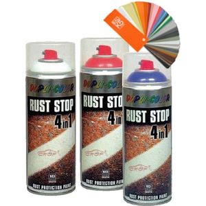 Dupli Color Rost Stop 4in1 - Grundierung und aktiver Rostschutz Spray - hochdeckend und versiegelnd Eisenglimmer 400ml schwarz