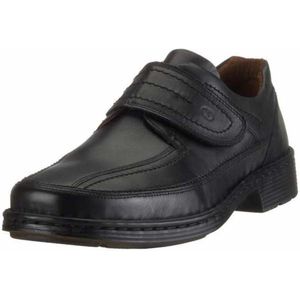 Josef Seibel Bradfjord 06 Herenslippers, klassieke lage schoen van echt leer, met klittenbandsluiting, zwart, 43 EU X-Breed