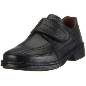 Josef Seibel Bradfjord 06 Herenslippers, klassieke lage schoen van echt leer, met klittenbandsluiting, zwart, 46 EU X-Breed