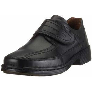 Josef Seibel Bradfjord 06 Herenslippers, klassieke lage schoen van echt leer, met klittenbandsluiting, zwart, 46 EU X-Breed