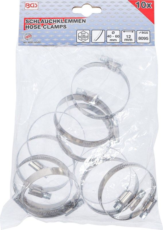 Bgs Schlauchklemmen rostfrei 40 x 60 mm 10tlg. - 8095-40x60