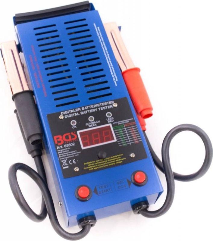 BGS Digitale Accutester - Geschikt voor 12V accu`s - Zwaar geïsoleerde klemmen