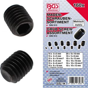 Assortiment inbusschroeven 160-delig - M3 - M10 - BGS14135