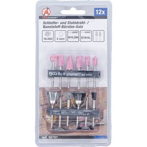 BGS Schuur- en staaldraad- / kunststofborstel-set 12 delig