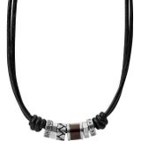 Fossil - Heren Ketting - Bruin & Zilver - Leer/RVS