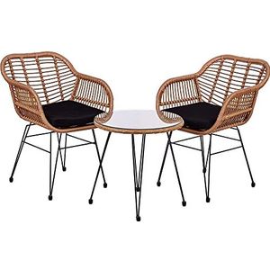 STILISTA 3-delige poly-rattan bistroset 2 loungestoelen bijzettafel Weerbestendig Indoor Outdoor geschikt