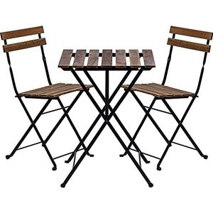 STILISTA bistroset 3-delig, FSC®-gecertificeerd acaciahout en metaal, 1x tafel + 2X stoelen, inklapbaar