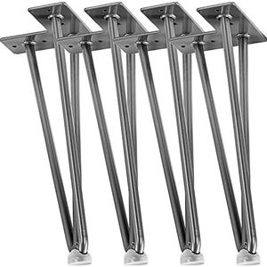 STILISTA® Set van 4 Hairpin Legs meubelpoten met drie stangen 30 tot 70 cm, zwart of zilver