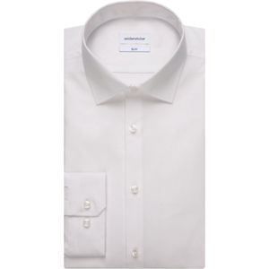 Zijdestickers - Heren Overhemd - Wit - 100% Katoen - Slim Fit