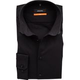 Seidensticker - Herenoverhemd - Zwart - Katoen - Slim Fit