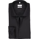 Seidensticker - Herenoverhemd - Zwart - Katoen - Slim Fit