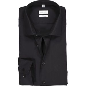 Seidensticker - Slim Fit Overhemd - Zwart - Strijkvrij - 100% Katoen