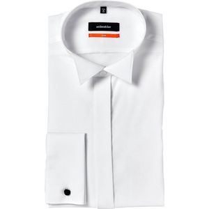 Seidensticker Zakelijk overhemd - slim fit - strijkvrij - George kraag - lange mouwen - omslagmanchet - 100% katoen, wit, 45